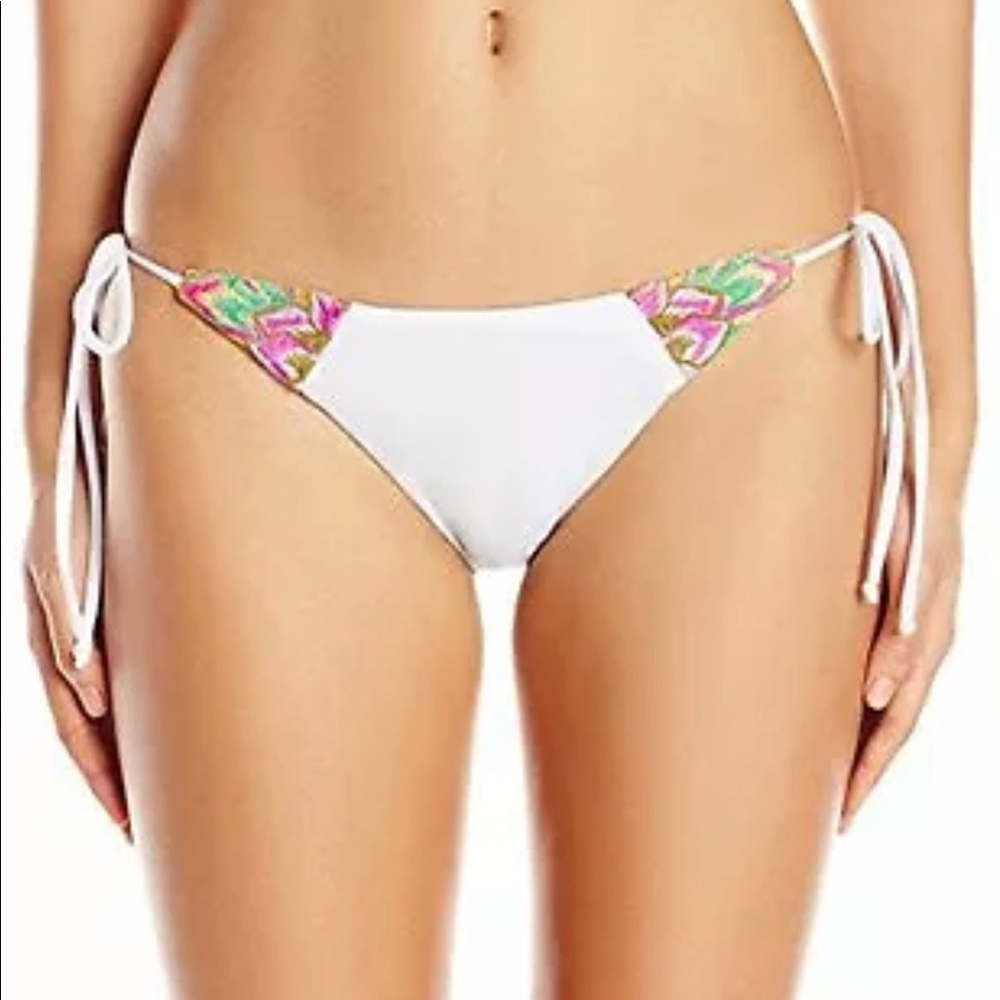 Mara Hoffman Anthropologie White Embroidered Bikini Bottoms Size S Sustainable